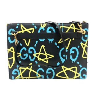 GUCCI 429004 ghost Clutch 2WAY bag Shoulder bag Leather Black/Multicolore